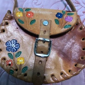 CUTE handmade Leather girl's crossbody purse